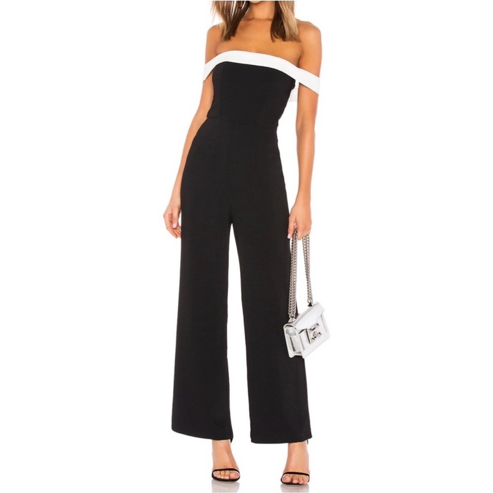 Superdown Camilla Color Block Jumpsuit in Black & White